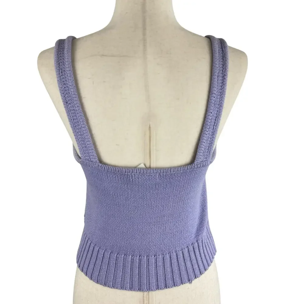 LUSH KNIT SWEATER‎ CROPPED SLEEVELESS TANK IN LAVENDER NWT WOMEN'S SIZE SMALL - Picture 3 of 8